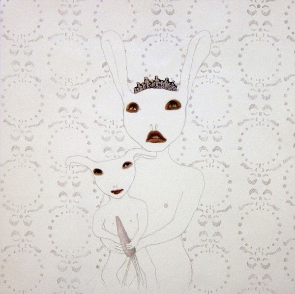 Grace, graphite and print media on paper, 250 x 250mm