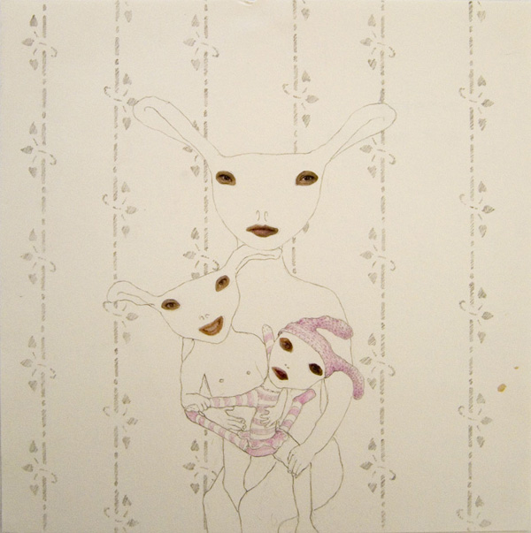 hush-your-mouth-VII, graphite and print media on paper, 250 x 250mm