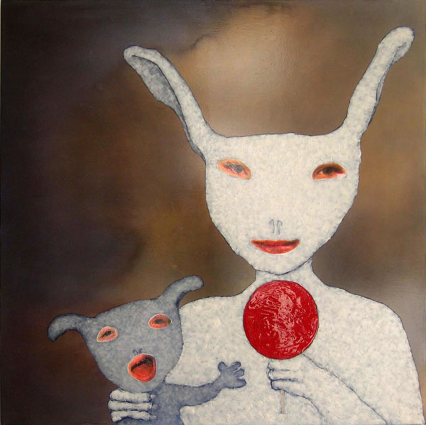 the-sweetest-thing. carbon tracing, print media and acrylic on board.